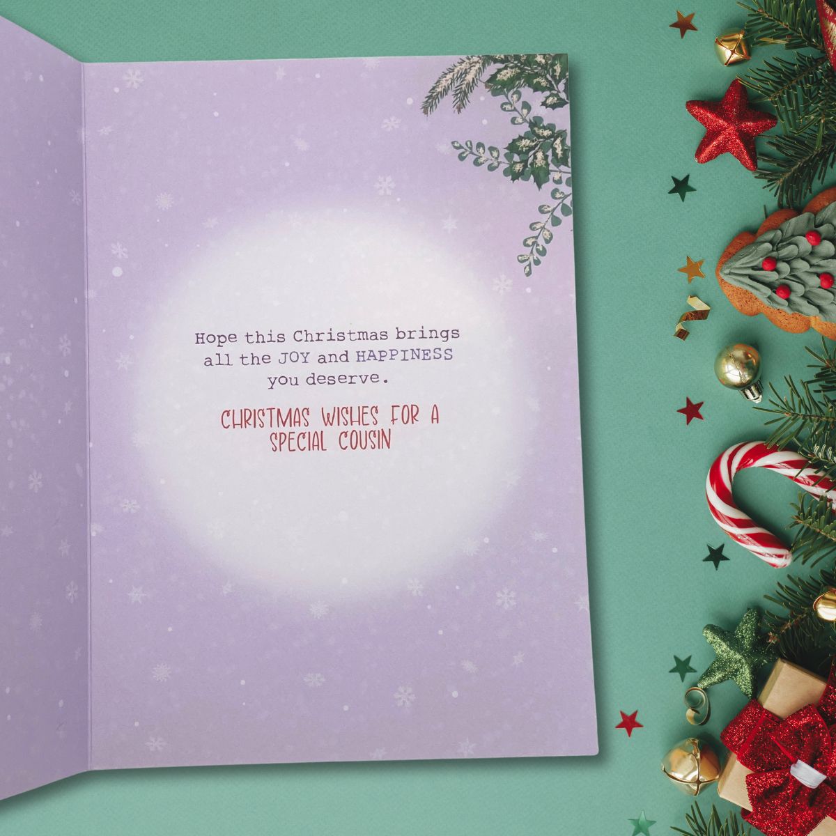 Cousin Christmas Card - Hartley Hedgehog Lilac