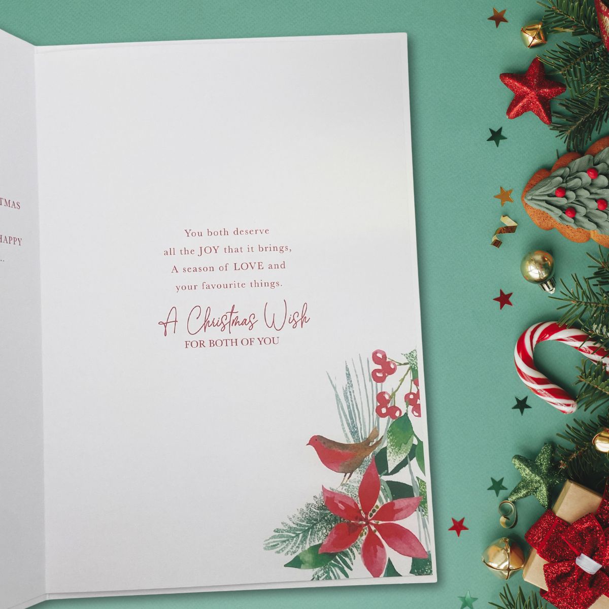 Both Of You Christmas Card - Floral Wreath