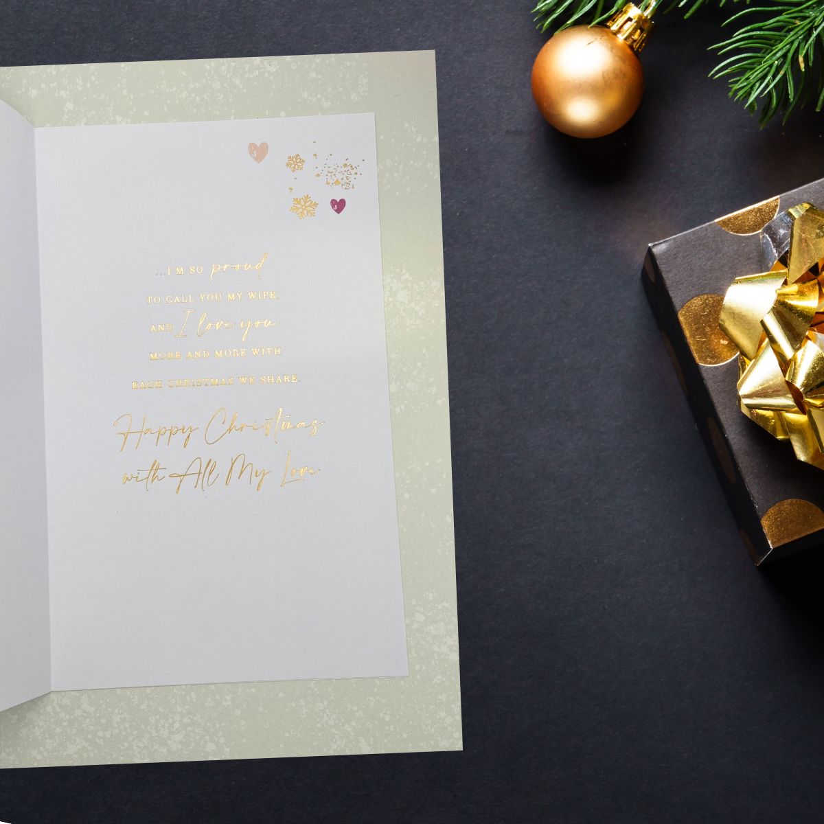 Wife Large Christmas Card - Die Cut Wreath