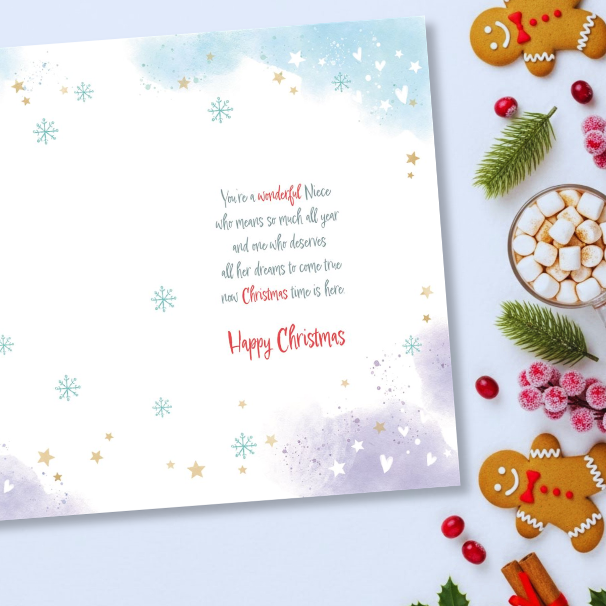 Niece Christmas Card - Awash With Colour Snowglobe