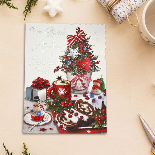 Auntie Christmas Card - Velvet Festive Tea