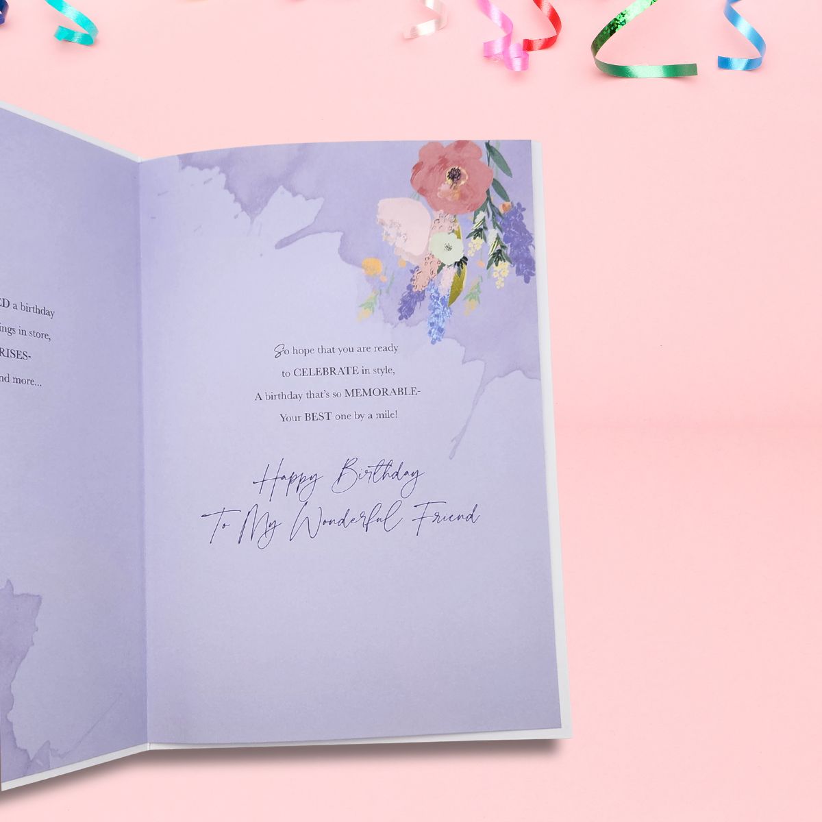 Friend Birthday Card - Floral Text