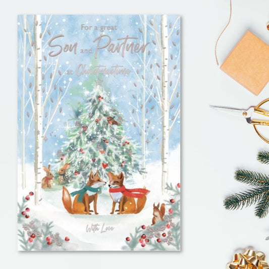 Son & Partner Christmas Card - Woodland Tree