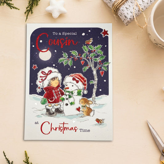 Cousin Christmas Card - Poppets
