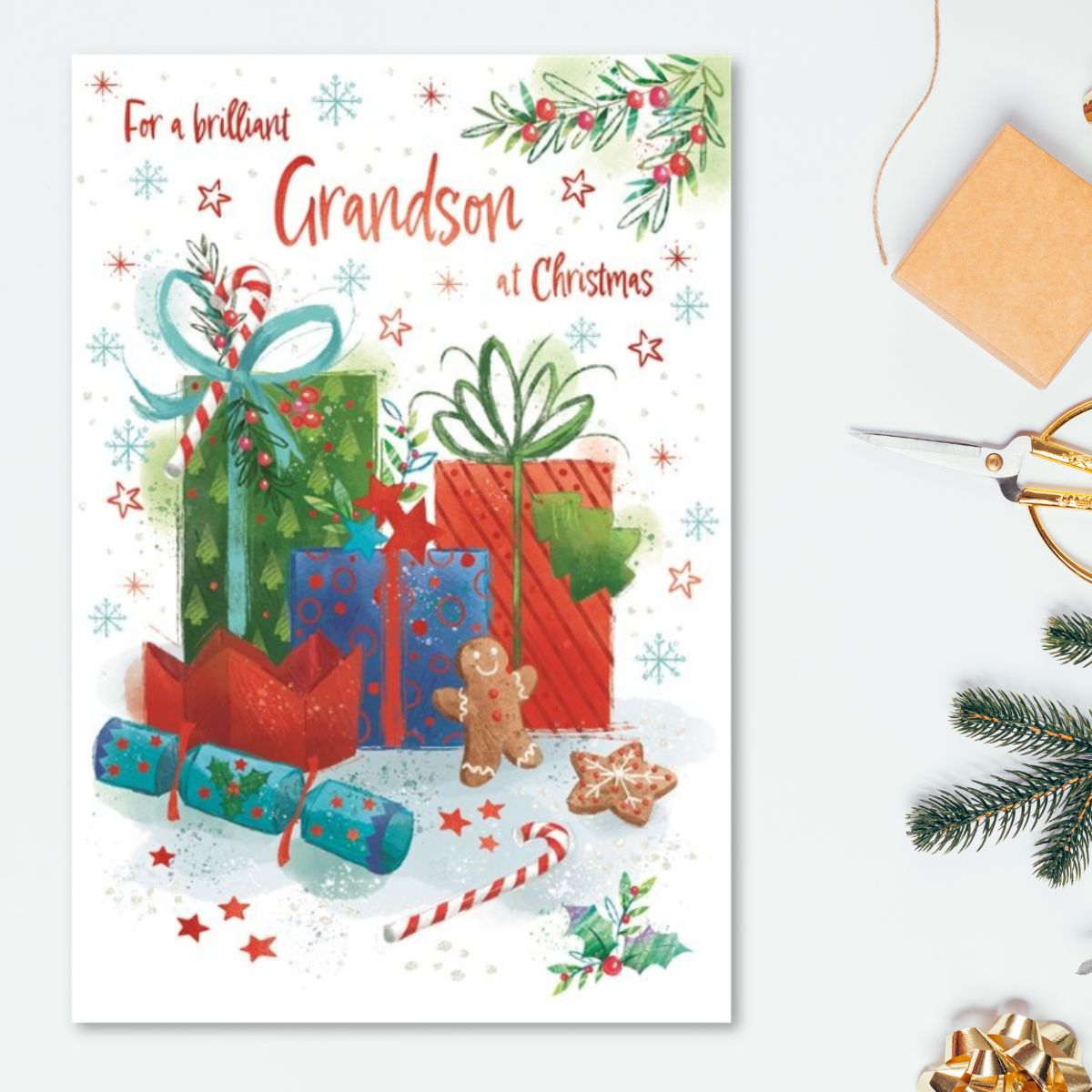 Grandson Christmas Card - Awash With Colour Gifts
