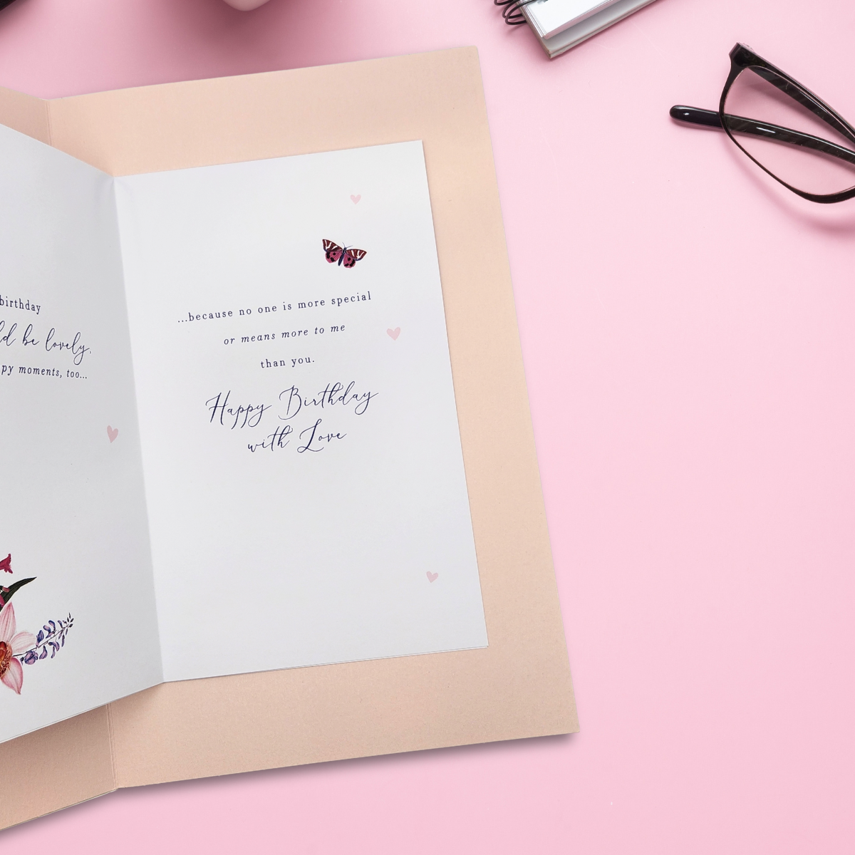 Wife Birthday Card- RHS Floral Heart Large