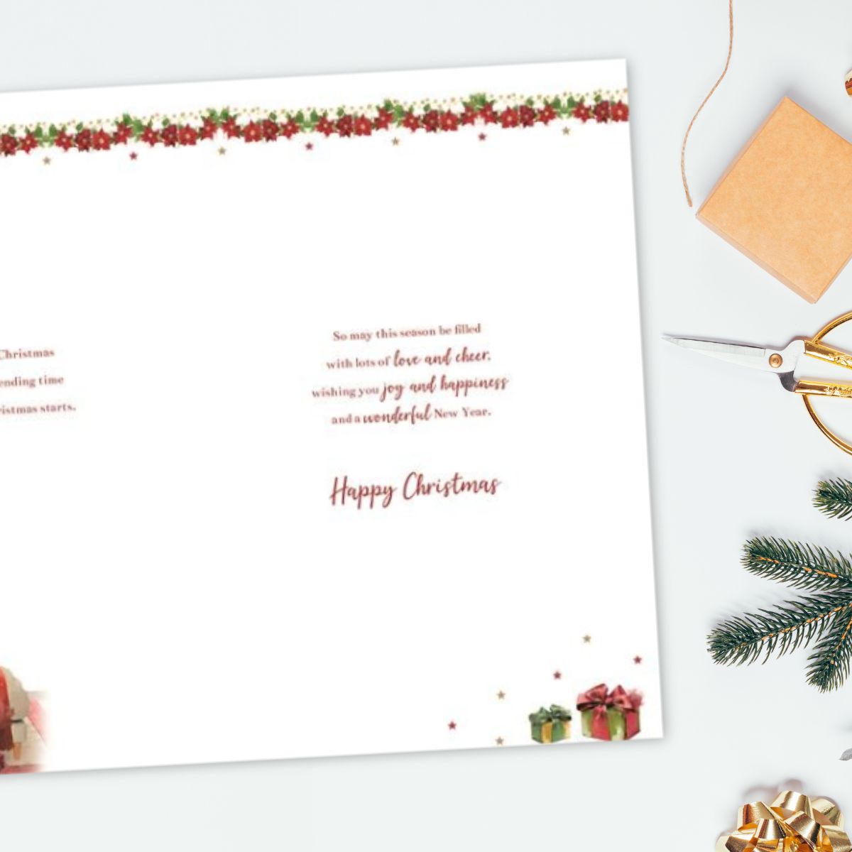 Son & Family Christmas Card - Stockings On Fireplace