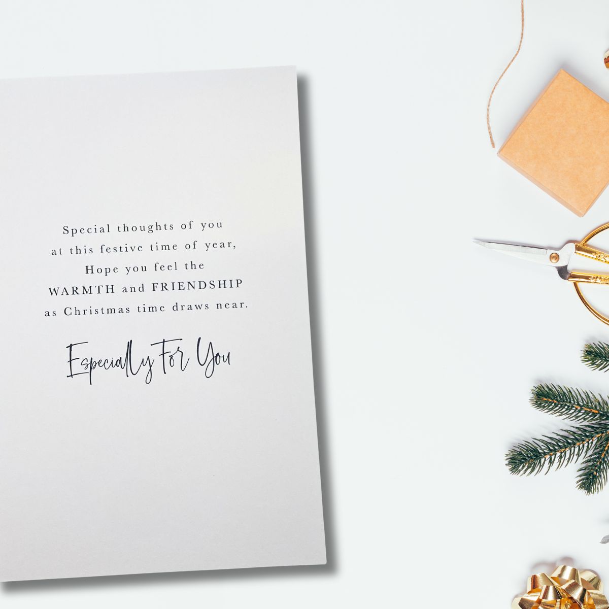 Caring Message Christmas Card - Tree Lit Bench