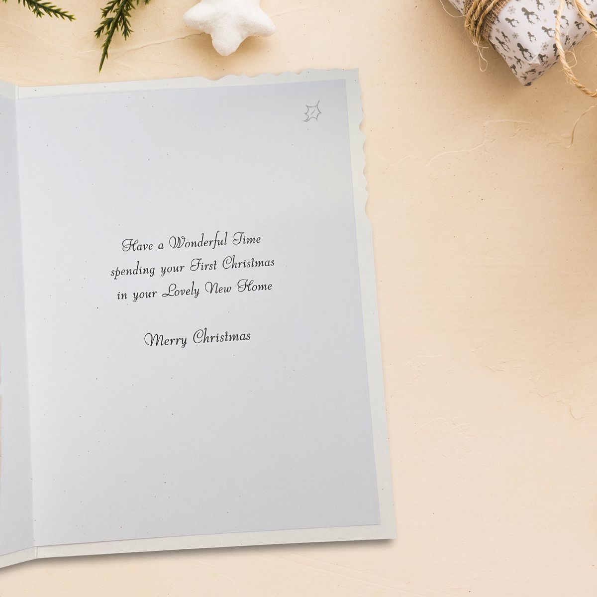 First Christmas In Your New Home Christmas Card - Velvet Festive Fireplace