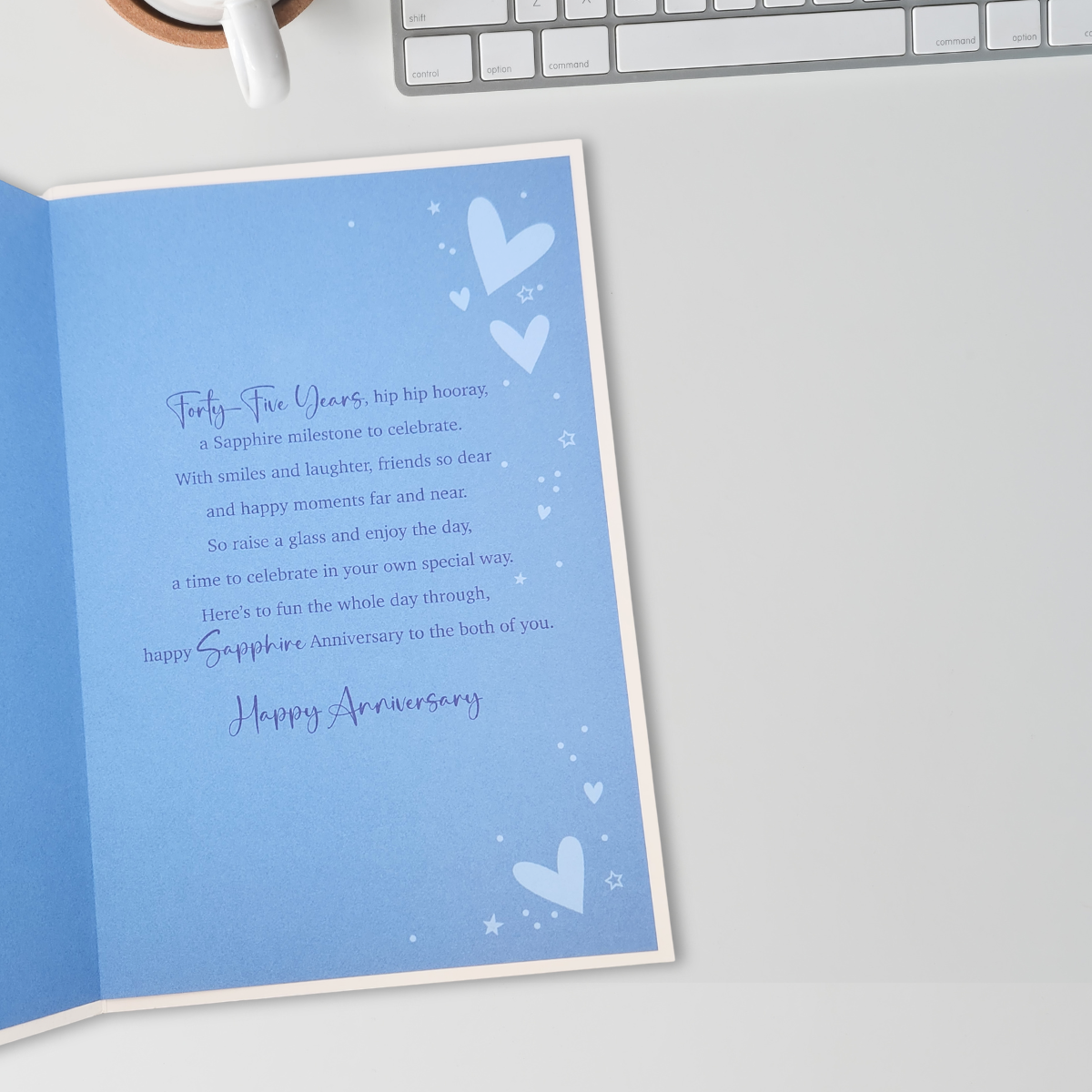 Sapphire Wedding Anniversary Card - 45th Champagne & Balloons