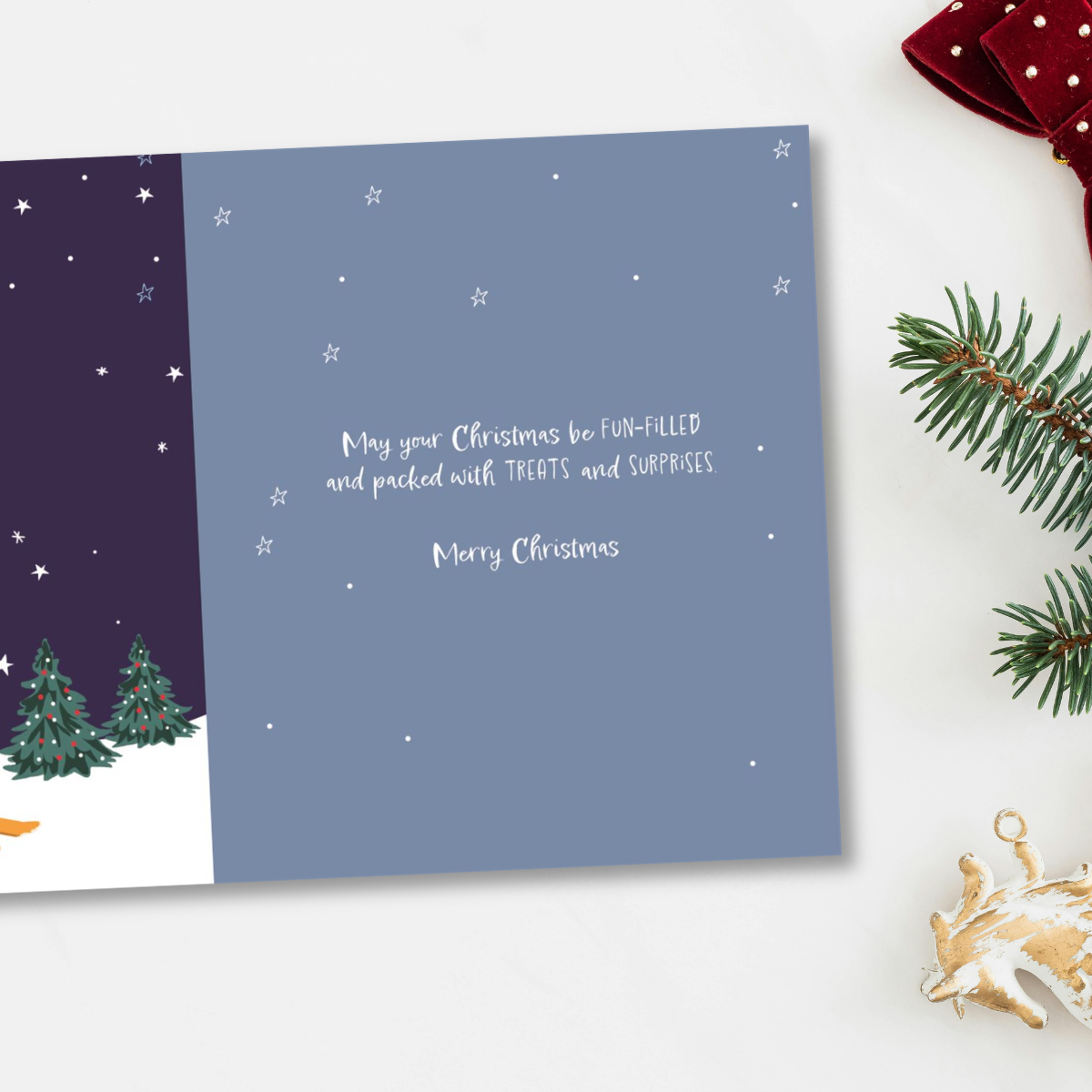 Cousin Christmas Card - Skiing Dinosaur