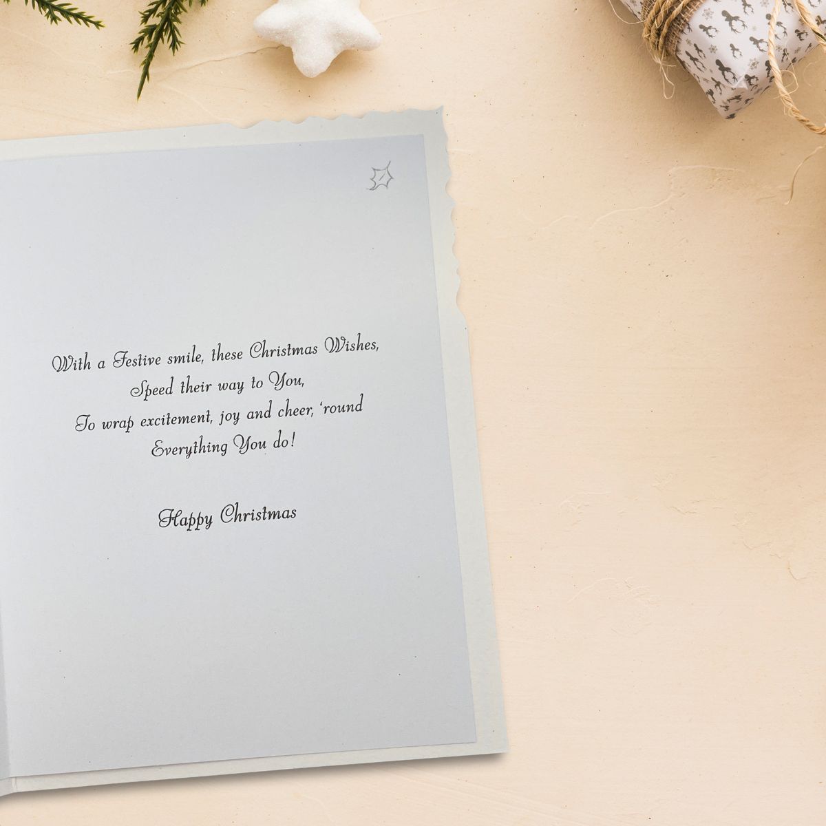 Open Christmas Card - Velvet Snowman & Sleigh