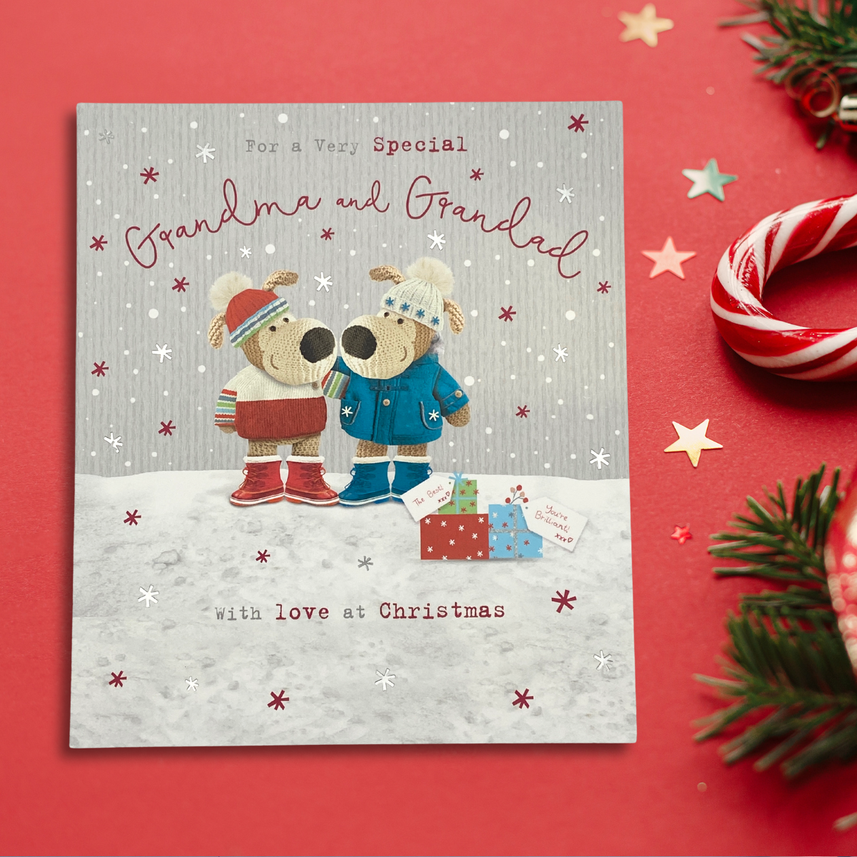 Grandma & Grandad Christmas Card - Boofle Embrace