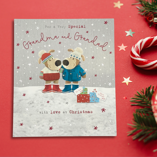 Grandma & Grandad Christmas Card - Boofle Embrace