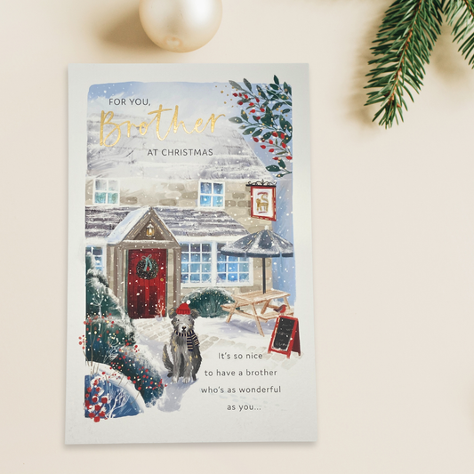 Brother Christmas Card - Dog At The Inn
