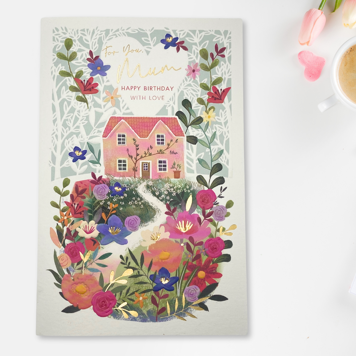 Mum Birthday Card - House With Floral Garden