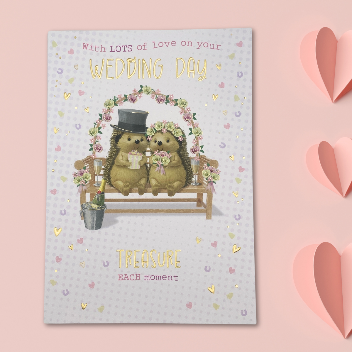 Wedding Day Card - Hedgehogs On Bench