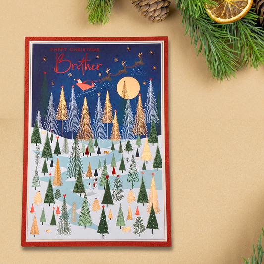 Brother Christmas Card - Sleigh Over The Forest