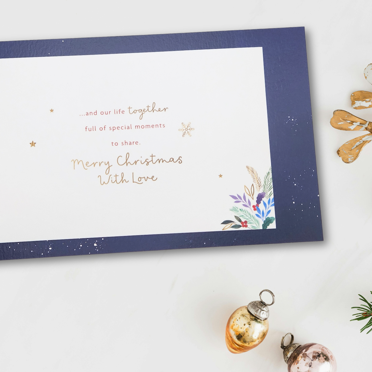 Husband Christmas Card - Landscape Baubles