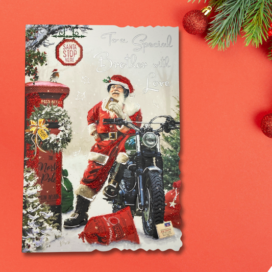 Brother Christmas Card - Velvet Santa Biker