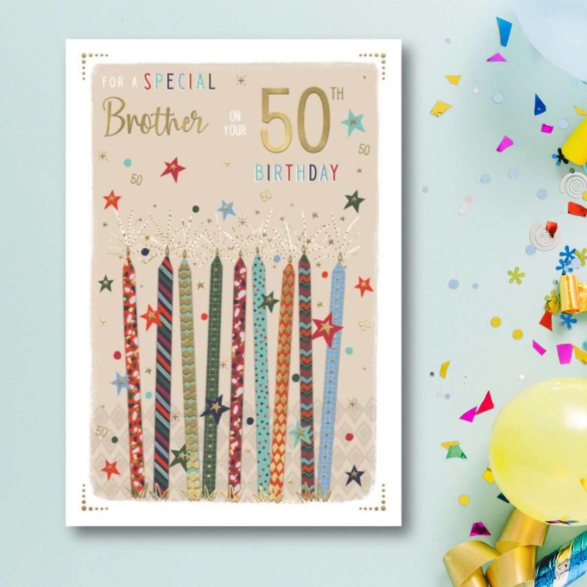 Brother 50th Birthday Card - Candles