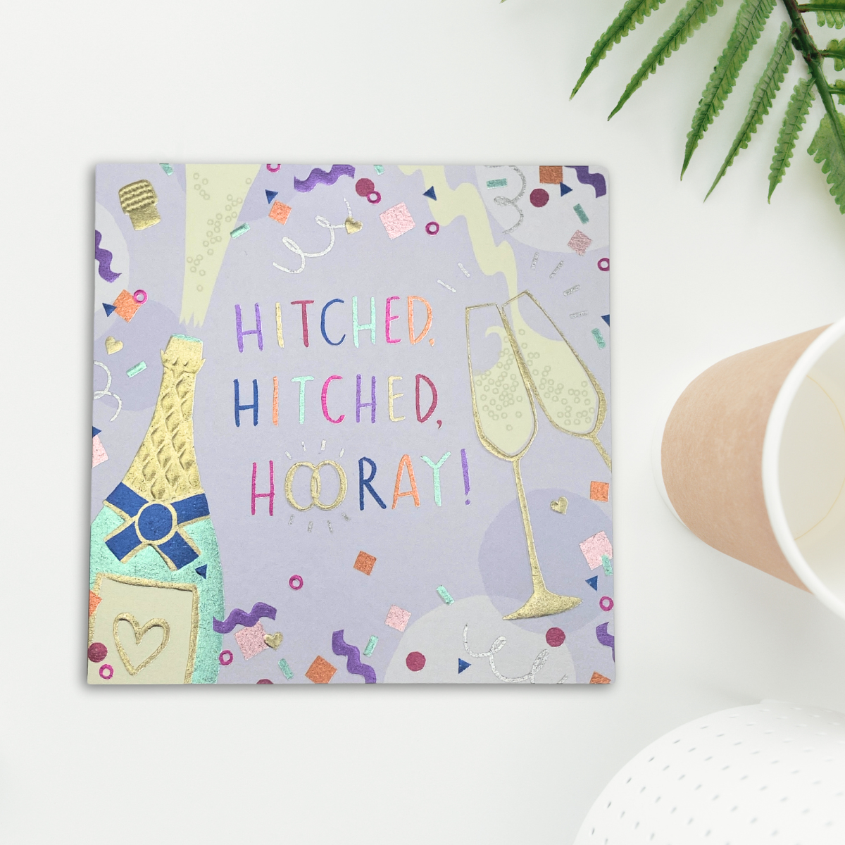 Wedding Day Card - Hitched, Hitched, Hooray!