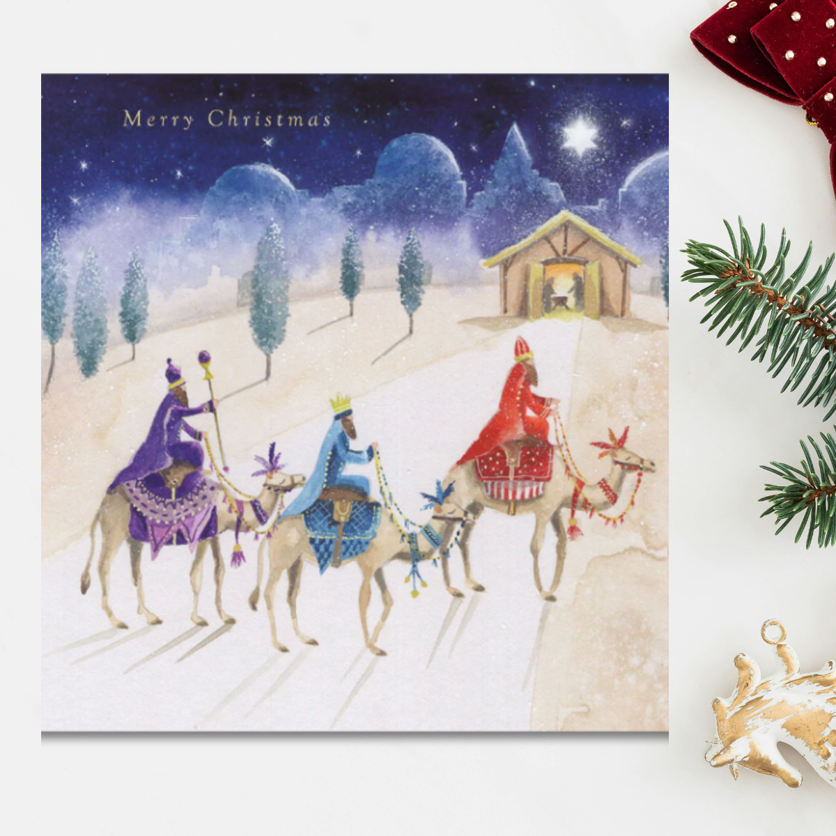 24 x Christmas Cards In Box - Tracks Deluxe Snowy Church