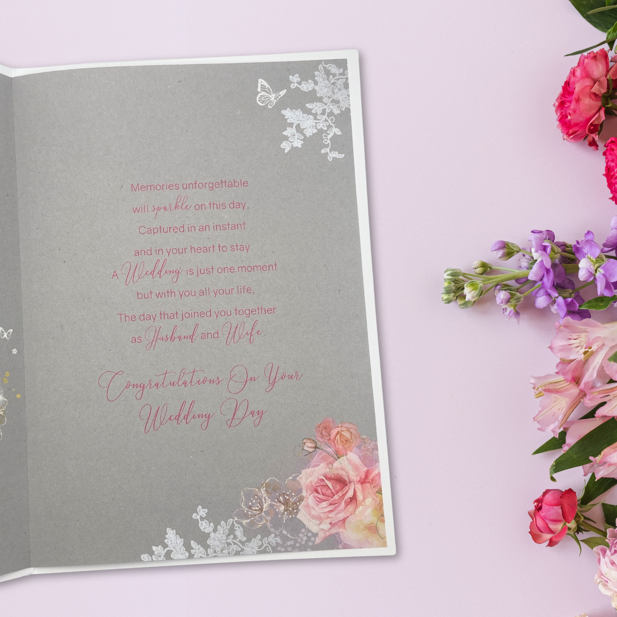 Wedding Day Large Card - Grace Flutes & Butterflies