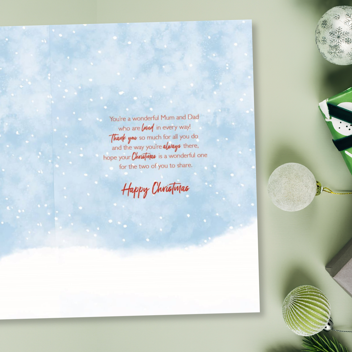 Mum & Dad Christmas Card - Woodland Tree