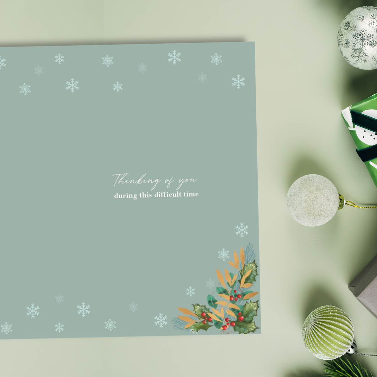 Thinking Of You Christmas Card - Robin Wreath