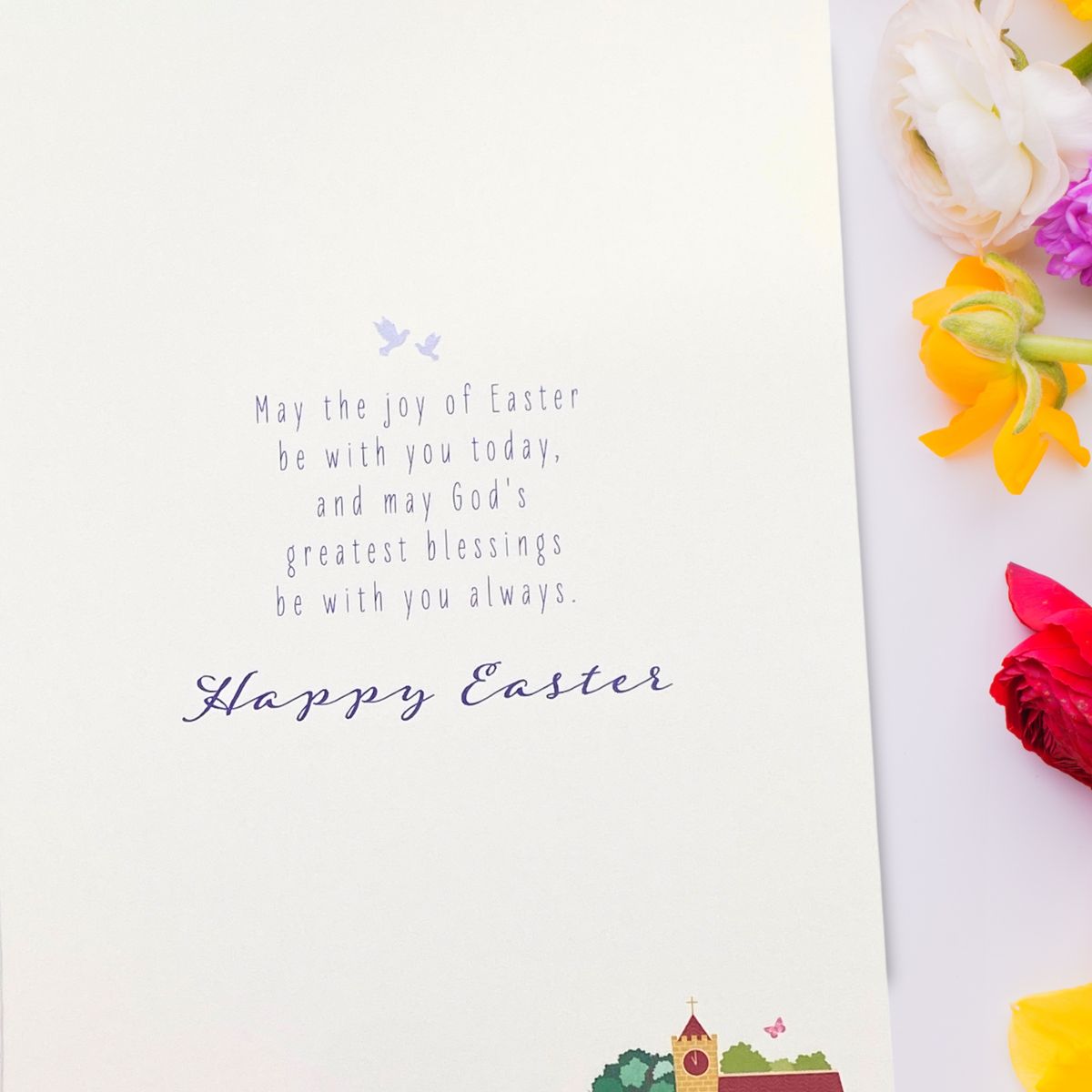 Open Easter Card - Floral Garland