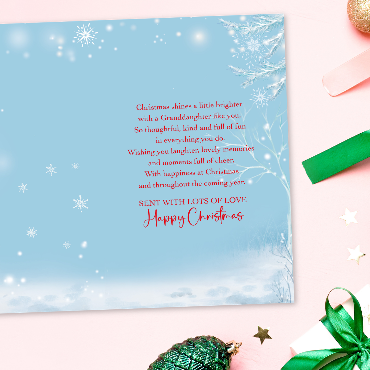 Granddaughter Christmas Card - Snow Bunny & Robin