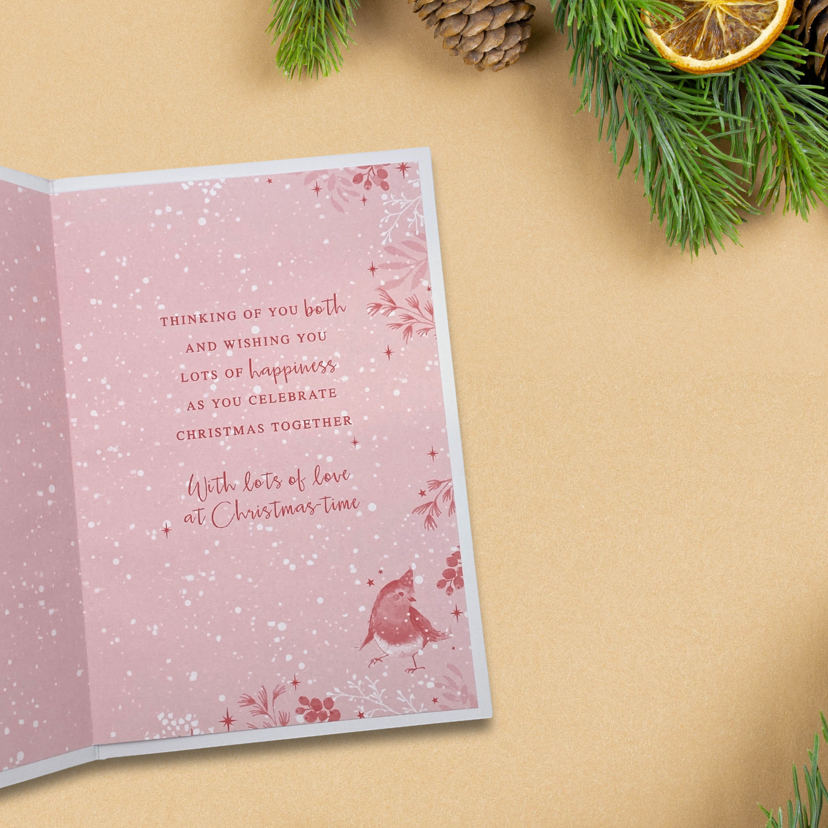 Grandparents Christmas Card - Festive Robins