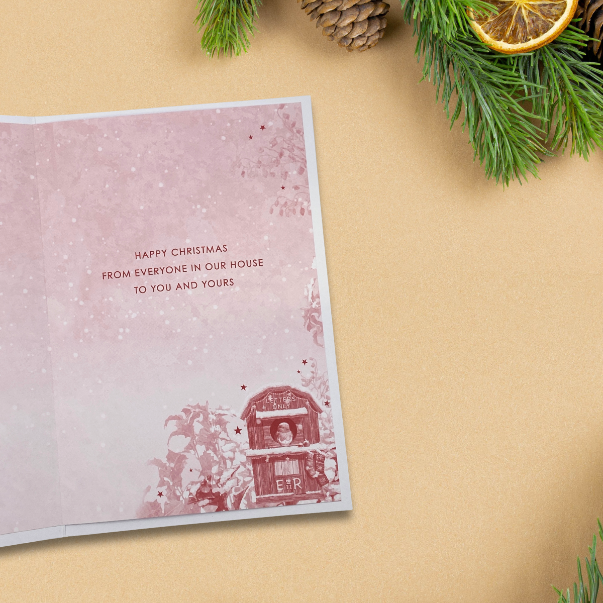 Our House To Your House Christmas Card - Robin In Post Box