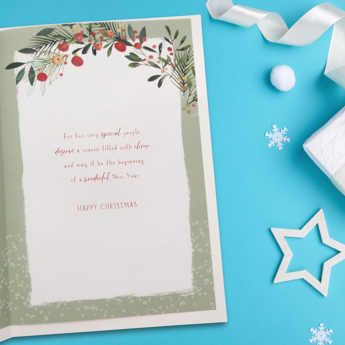 Granddaughter & Partner Christmas Card - Skylight Wreath