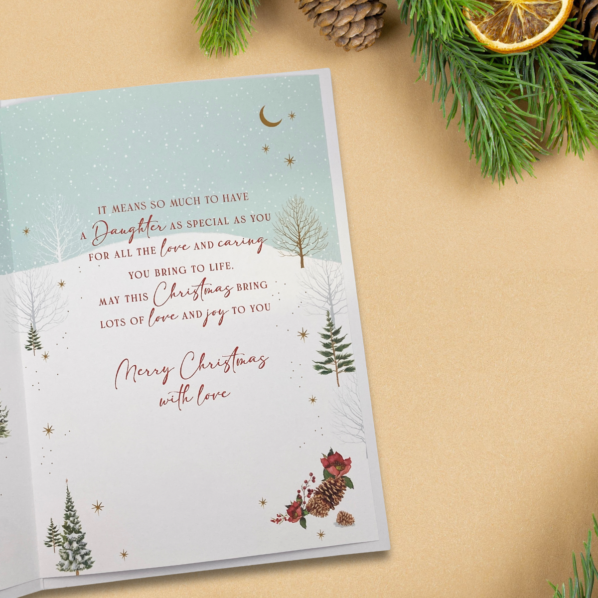 Daughter Christmas Card - Pizazz Woodland Snow Globe