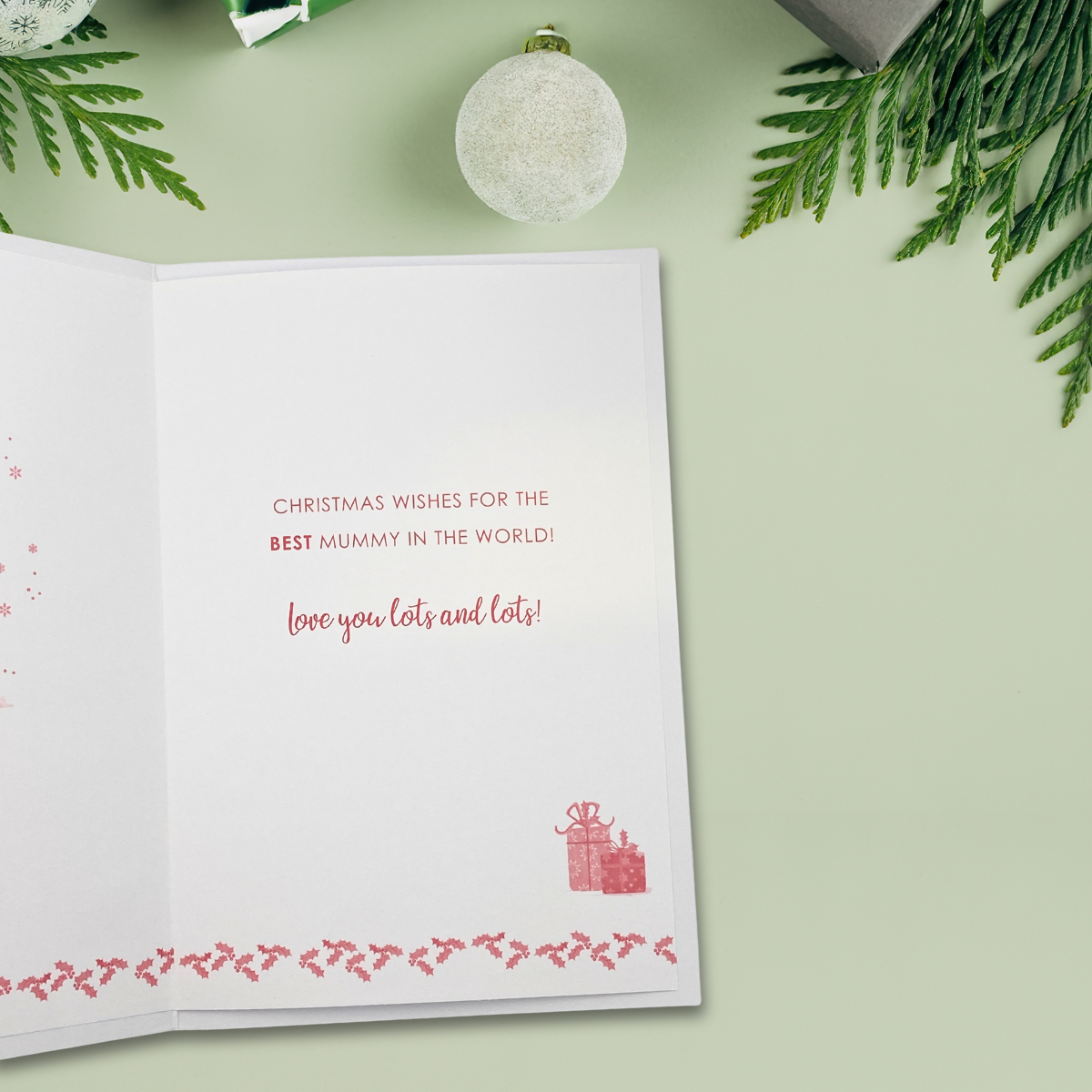 Mummy Christmas Card - Cute Mouse Gift Stack