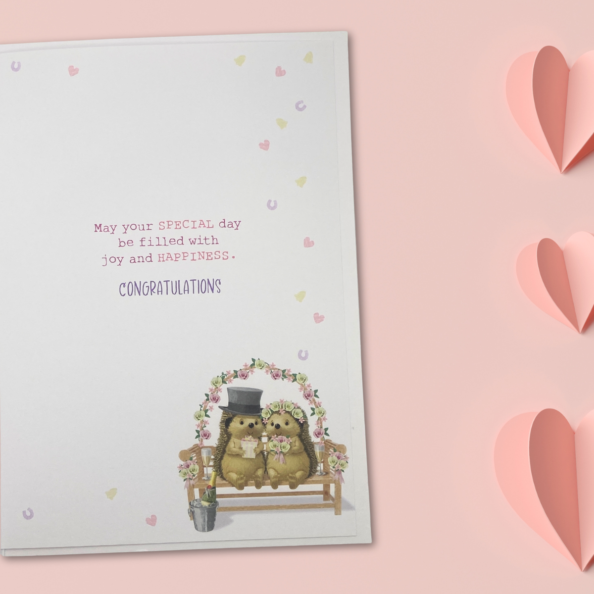 Wedding Day Card - Hedgehogs On Bench