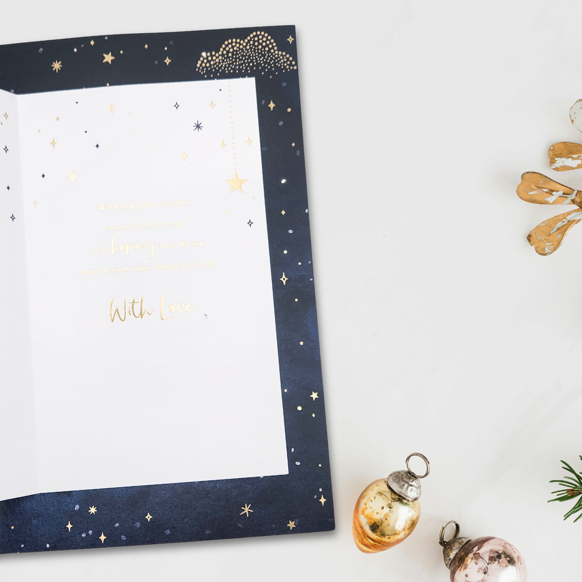 Husband Large Christmas Card - Blue & Gold Tree