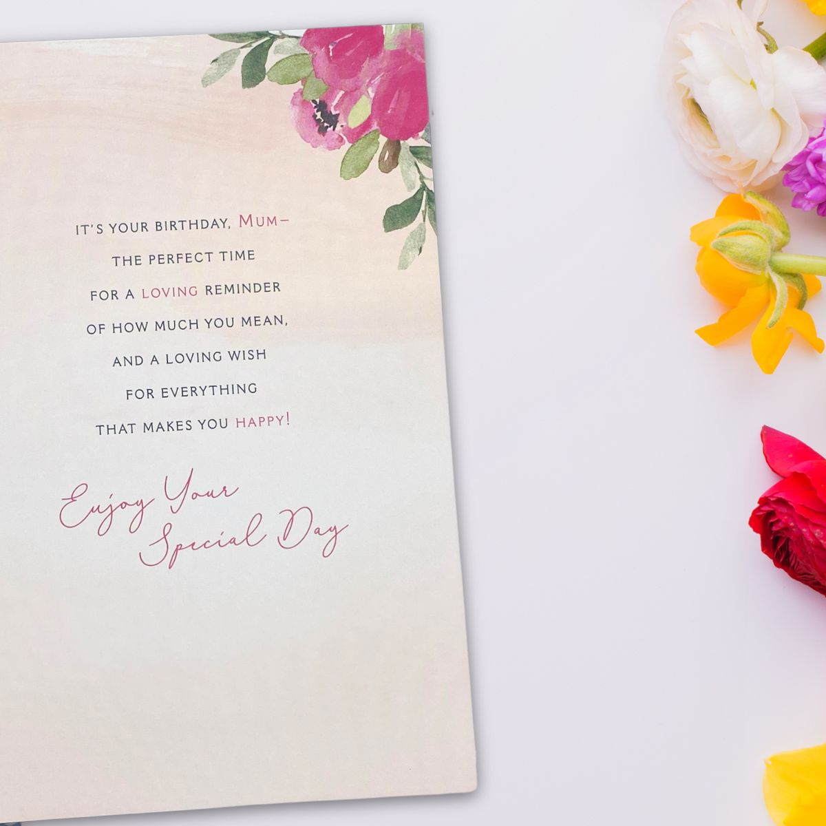 Mum Birthday Card - Floral Gift Stack