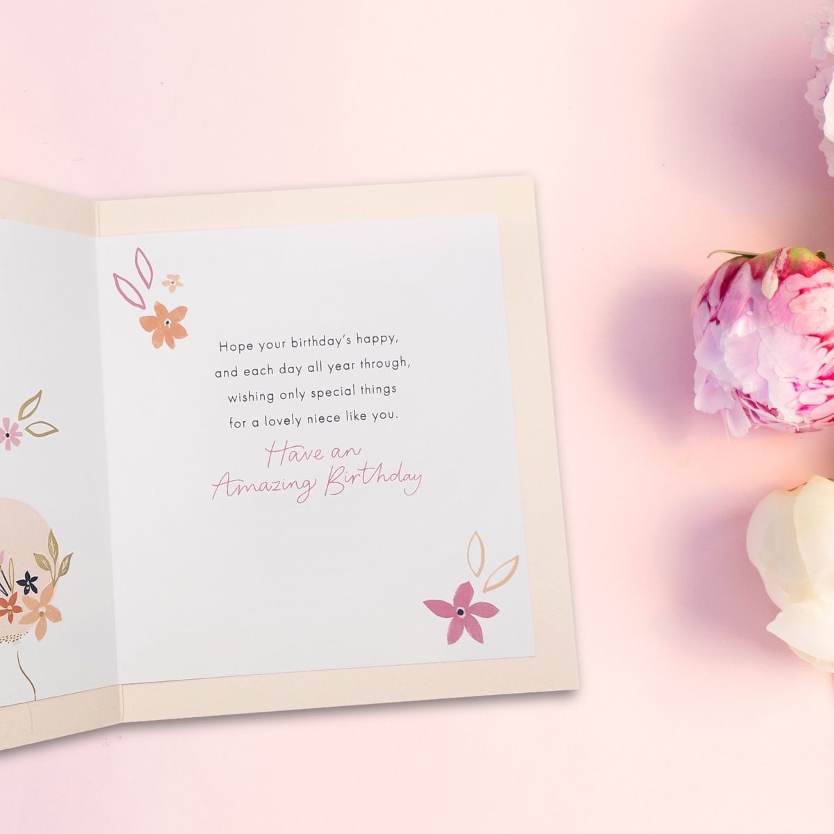 Niece Birthday Card - Pink & Coral Balloons