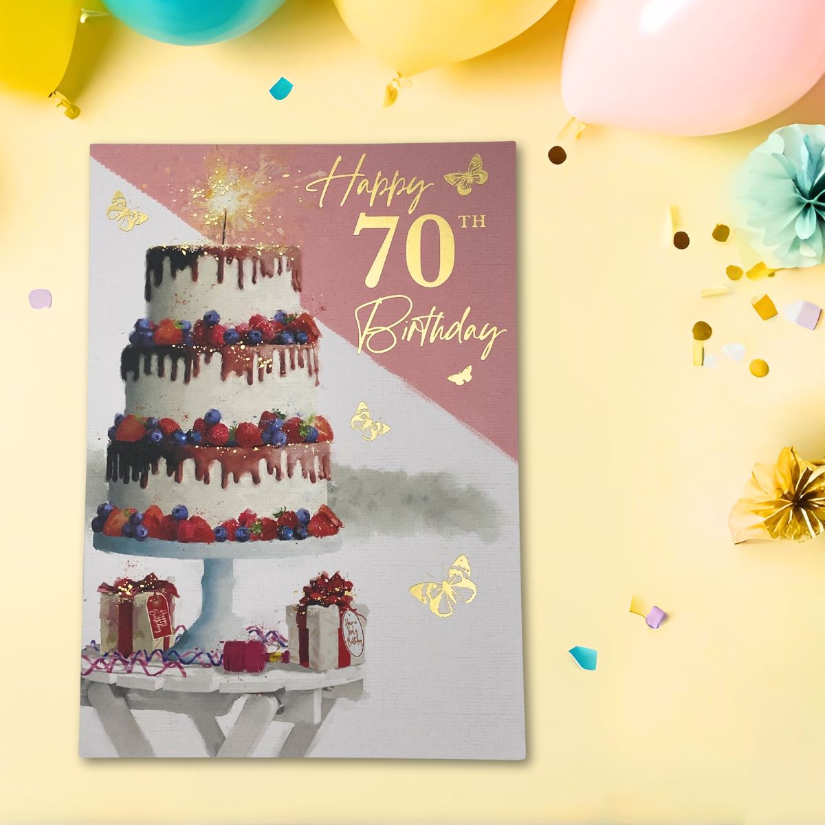 70th Birthday Card - Heritage Decorated Cake