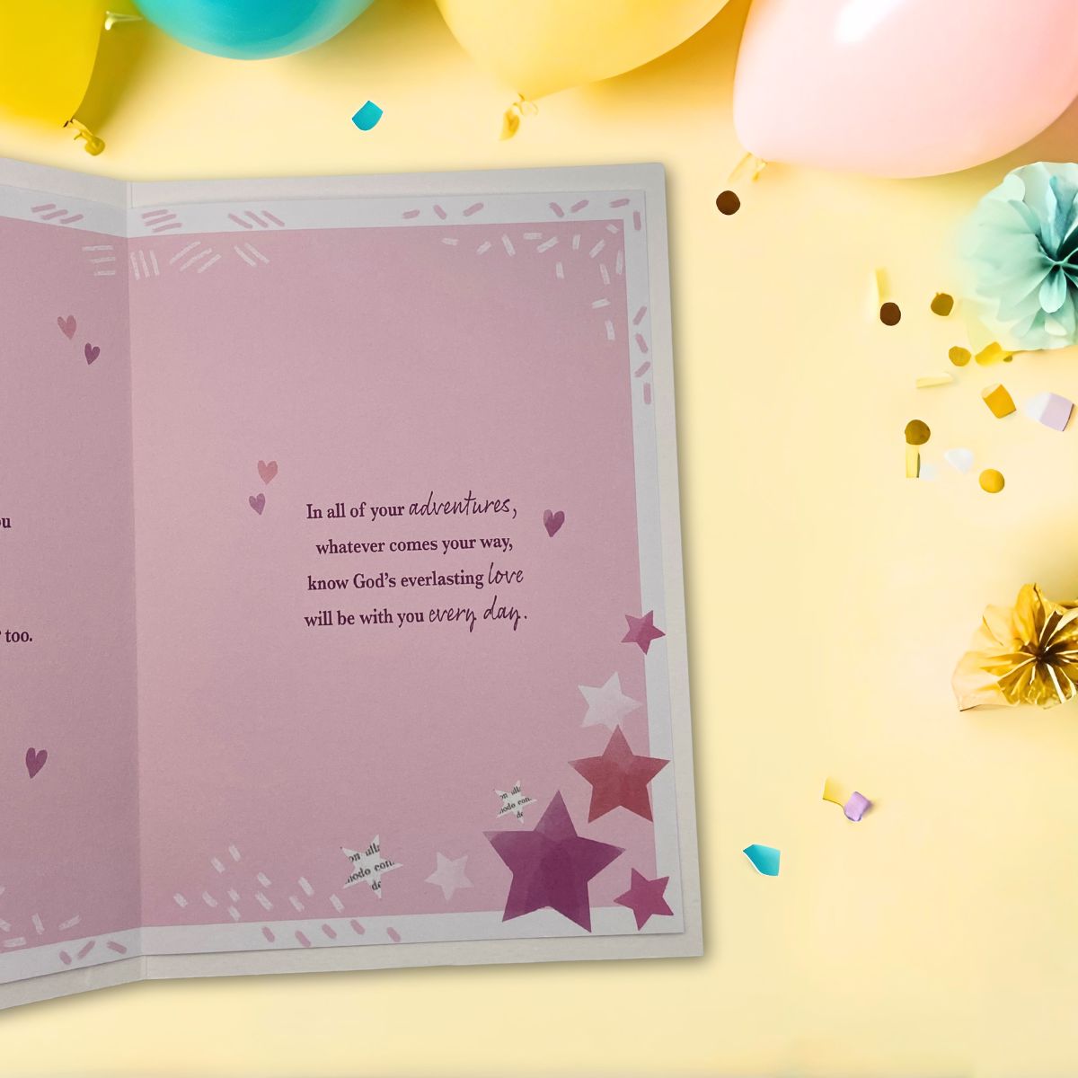Christening Card Granddaughter - Most Especially For You Pink Stars
