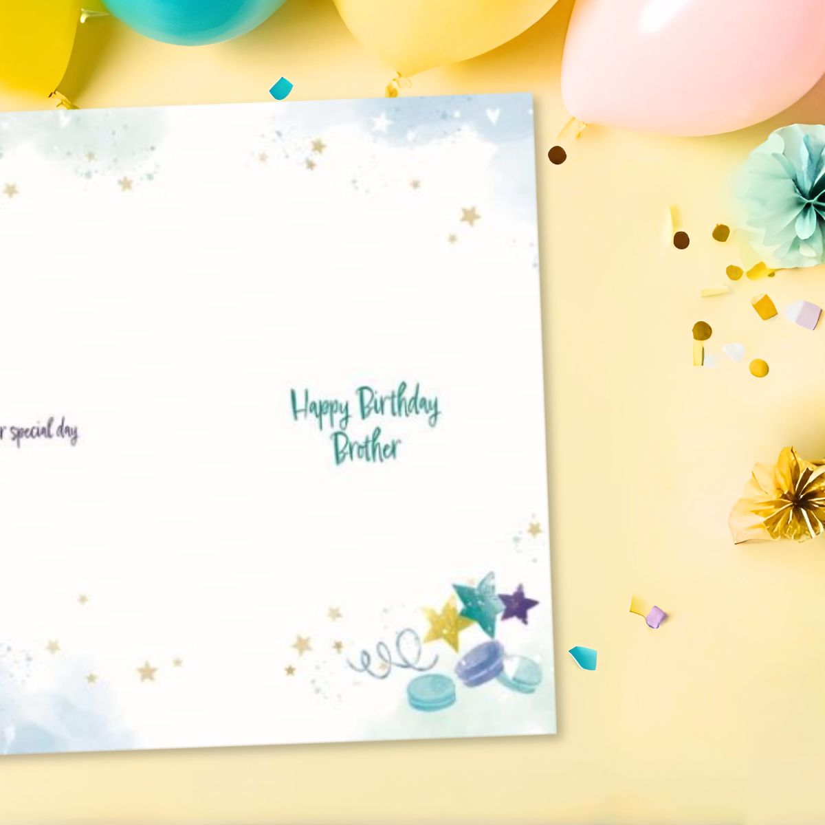 Brother Birthday Card - Awash With Colour Cake & Candles