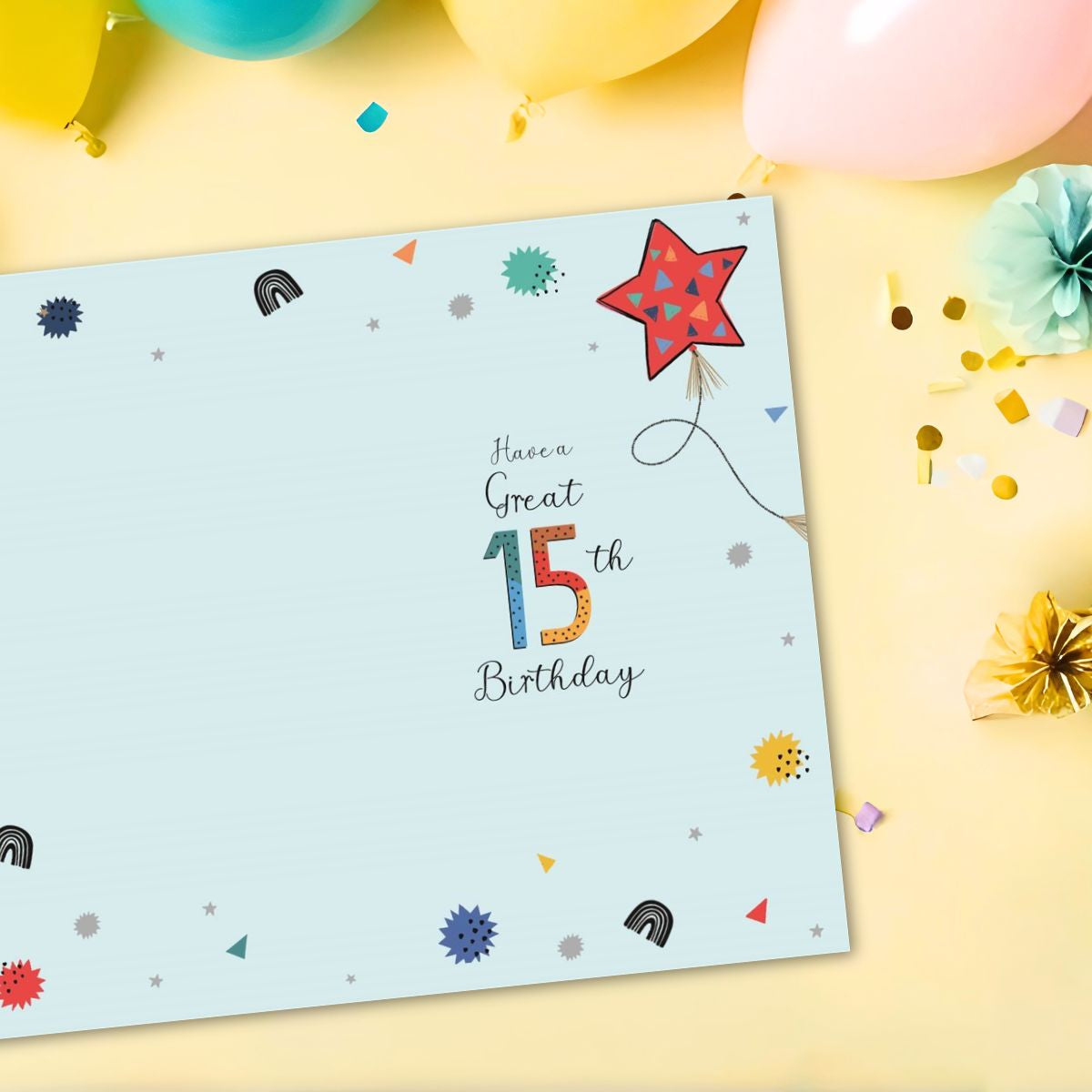 15th Birthday Card - Wonderful Wishes Stars
