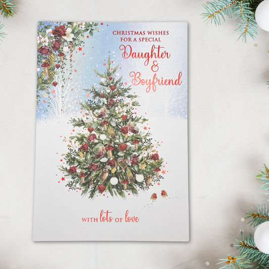 Daughter & Boyfriend Christmas Card - Pizazz Tree