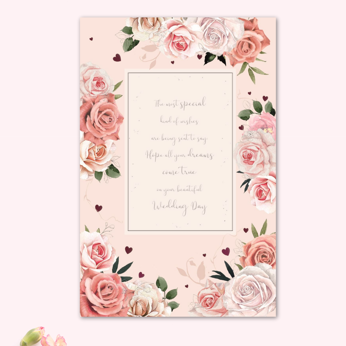 Wedding Day Card - Special Couple Large Roses