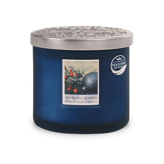 Heart & Home Twin Wick Soy Wax Candle - Baubles & Berries