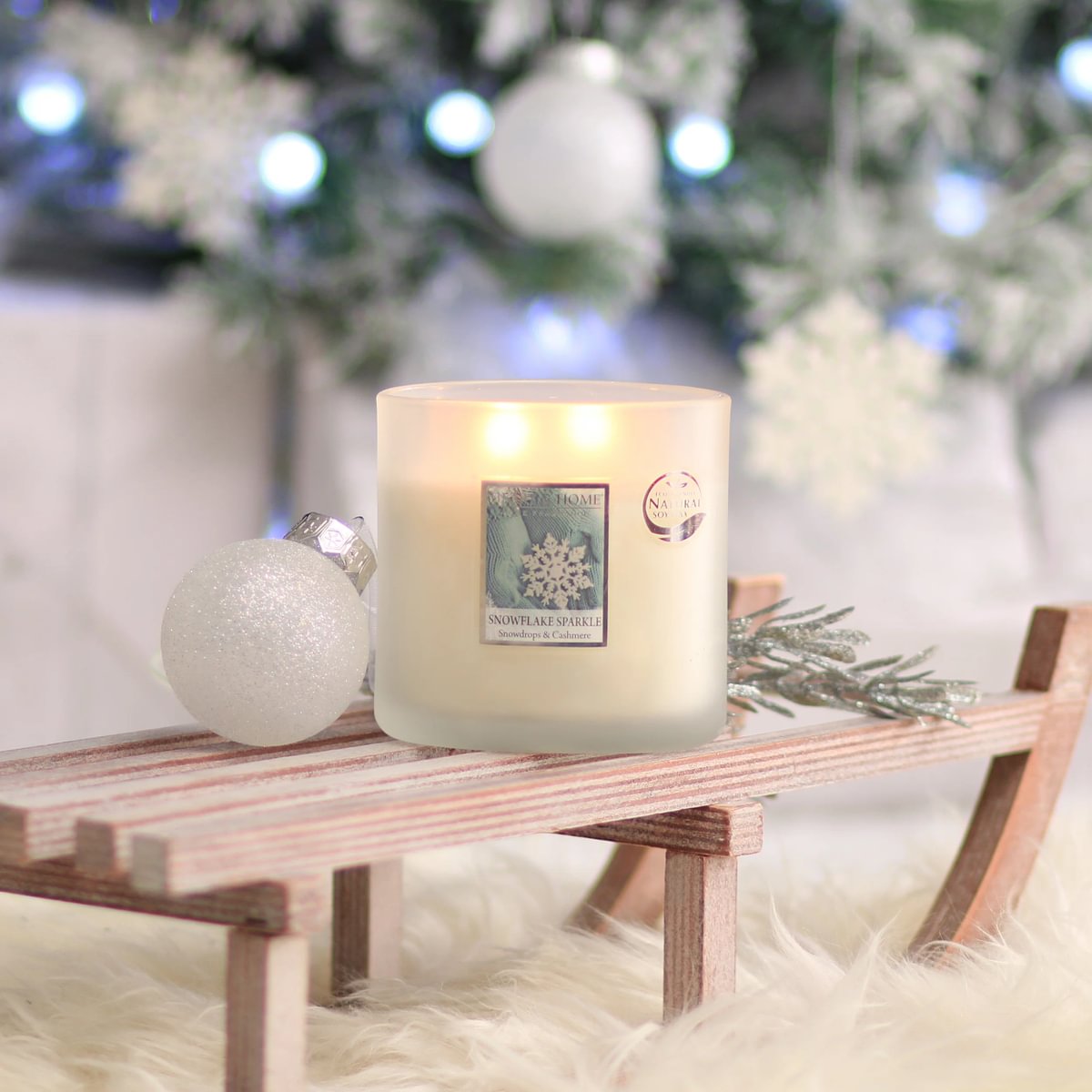 Heart & Home Twin Wick Soy Wax Candle - Snowflake Sparkle