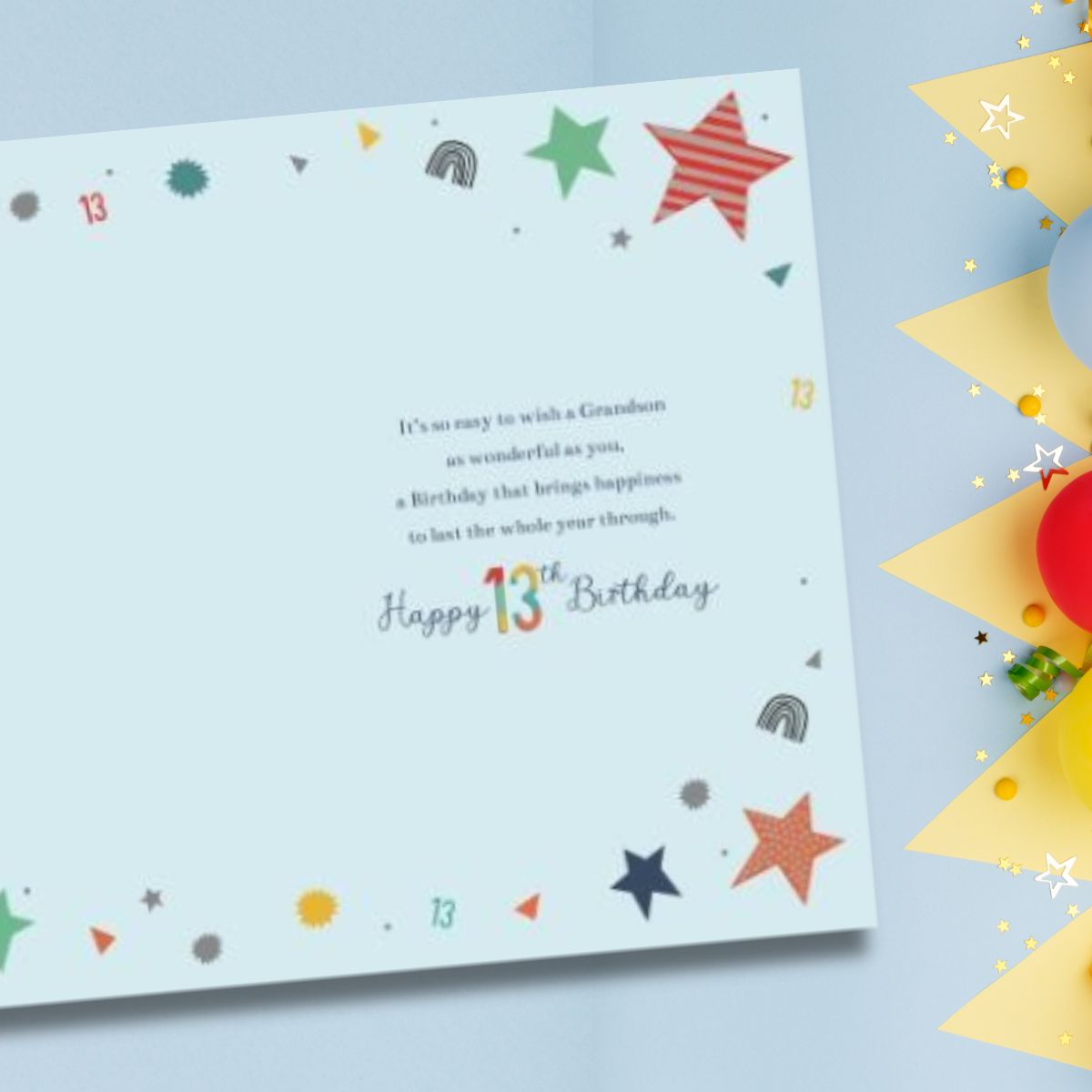 Grandson 13th Birthday Card - Wonderful Wishes